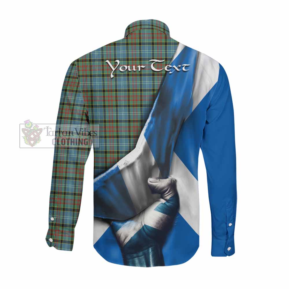 Tartan Vibes Clothing Brisbane Tartan Long Sleeve Button Shirt with Family Crest Scotland Patriotic Style