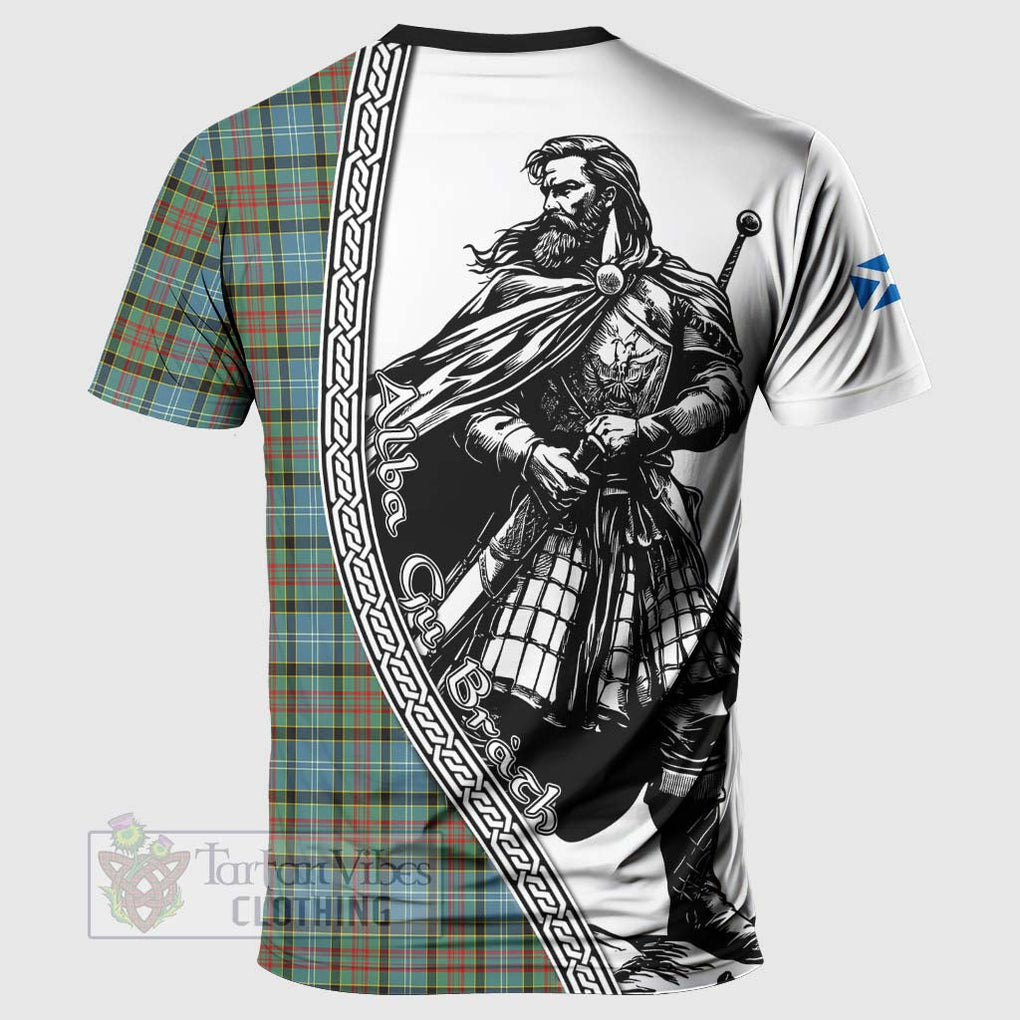 Tartan Vibes Clothing Brisbane Tartan Clan Crest T-Shirt with Highlander Warrior Celtic Style