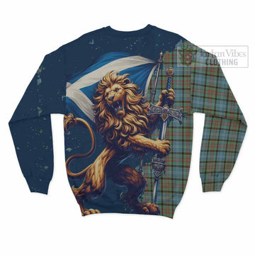 Brisbane Tartan Family Crest Sweatshirt with Scottish Majestic Lion