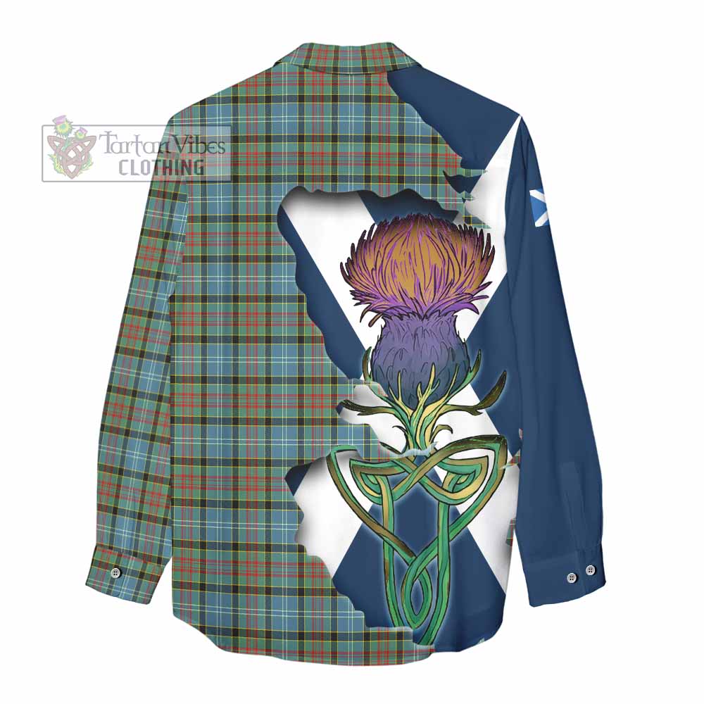 Brisbane Tartan Family Crest Women's Casual Shirt Scottish Thistle Celtic Inspired - Tartan Vibes Clothing
