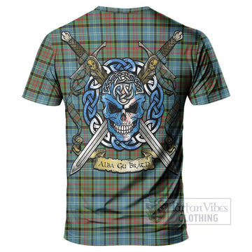 Brisbane Tartan T-Shirt with Family Crest Celtic Skull Style