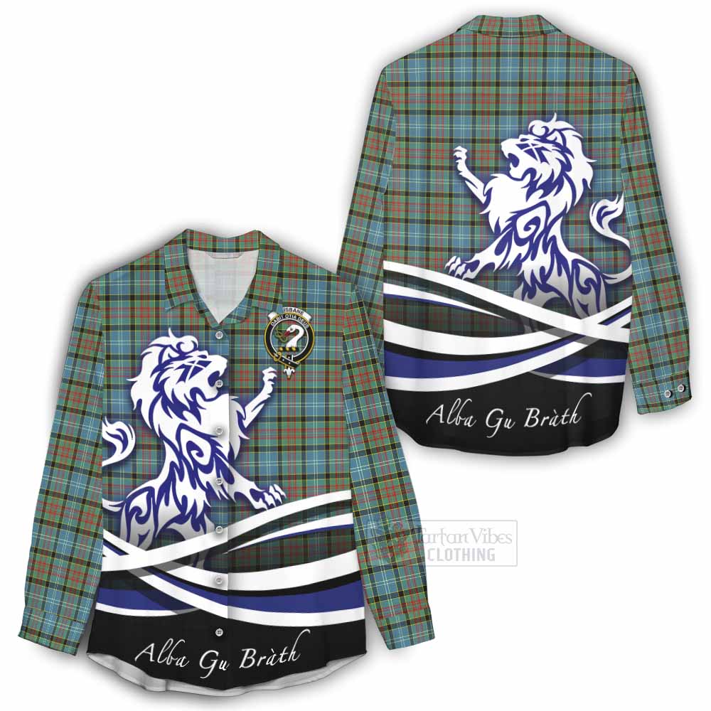 Tartan Vibes Clothing Brisbane Tartan Women's Casual Shirt with Alba Gu Brath Regal Lion Emblem