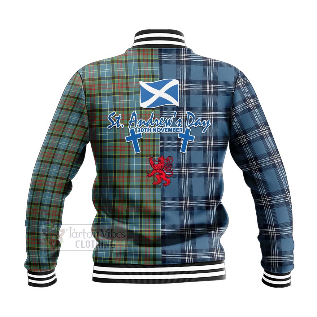 Tartan Vibes Clothing Brisbane Tartan Baseball Jacket Happy St. Andrew's Day Half Tartan Style