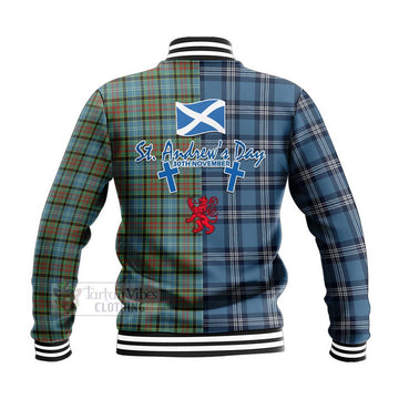 Brisbane Tartan Baseball Jacket Happy St. Andrew's Day Half Tartan Style