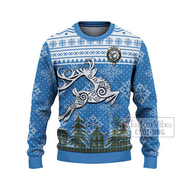 Brisbane Clan Christmas Ugly Sweater with Tartan and Celtic Reindeer Style