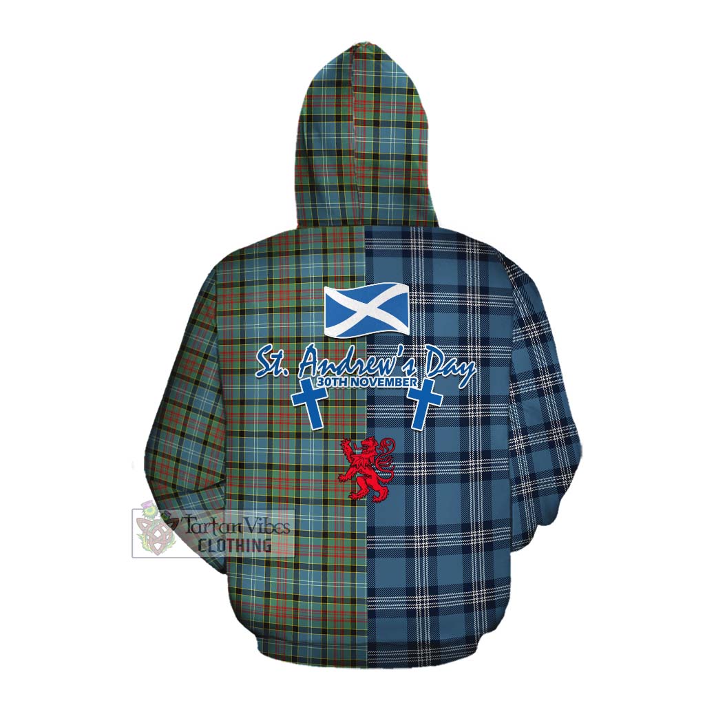 Tartan Vibes Clothing Brisbane Tartan Cotton Hoodie Happy St. Andrew's Day Half Tartan Style