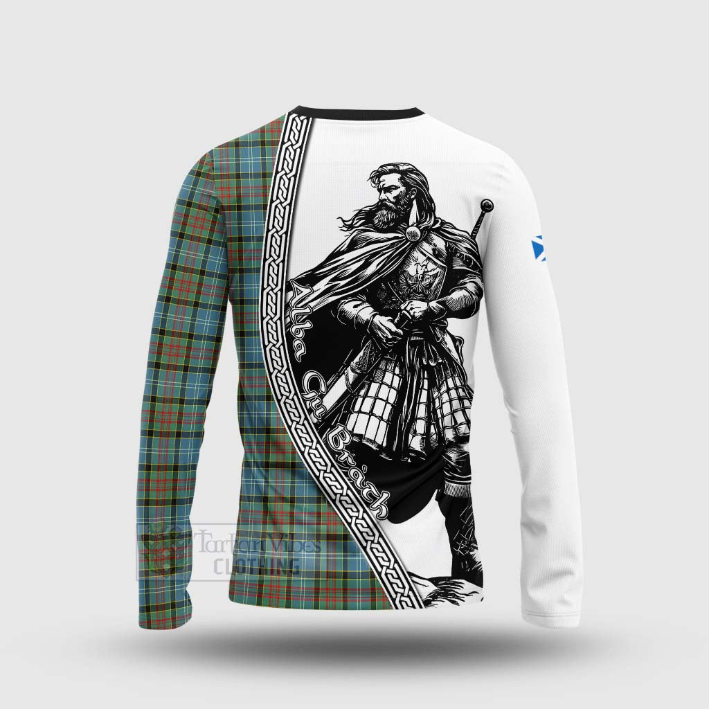 Tartan Vibes Clothing Brisbane Tartan Clan Crest Long Sleeve T-Shirt with Highlander Warrior Celtic Style