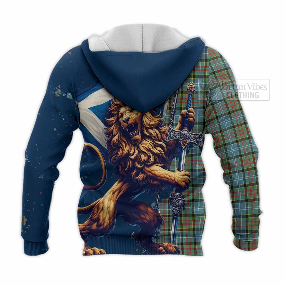 Tartan Vibes Clothing Brisbane Tartan Family Crest Knitted Hoodie with Scottish Majestic Lion