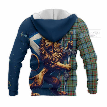 Brisbane Tartan Family Crest Knitted Hoodie with Scottish Majestic Lion