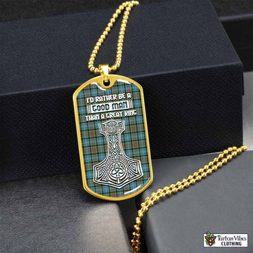 Brisbane Tartan Dog Tag Necklace Viking Mjolnir Style