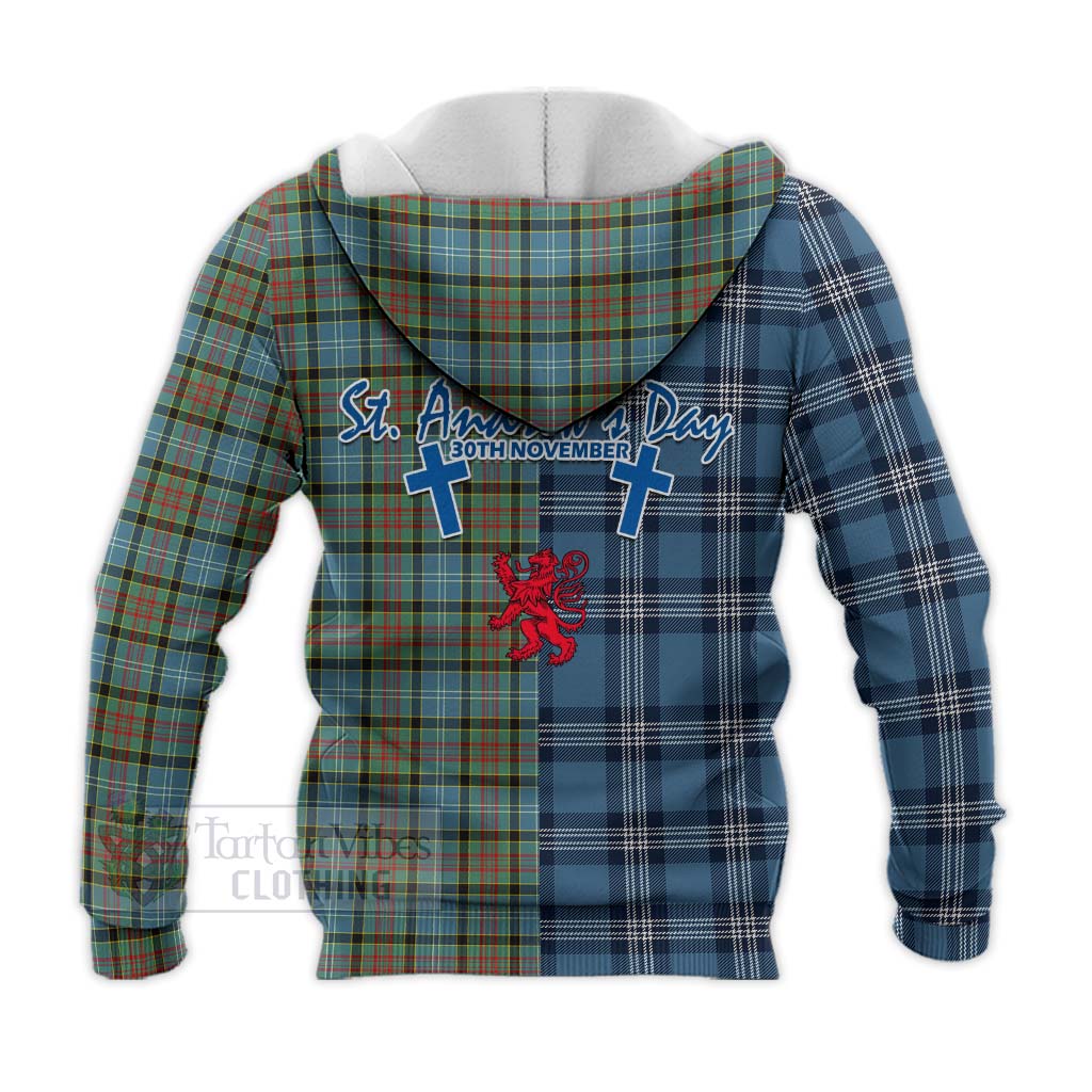 Tartan Vibes Clothing Brisbane Tartan Knitted Hoodie Happy St. Andrew's Day Half Tartan Style