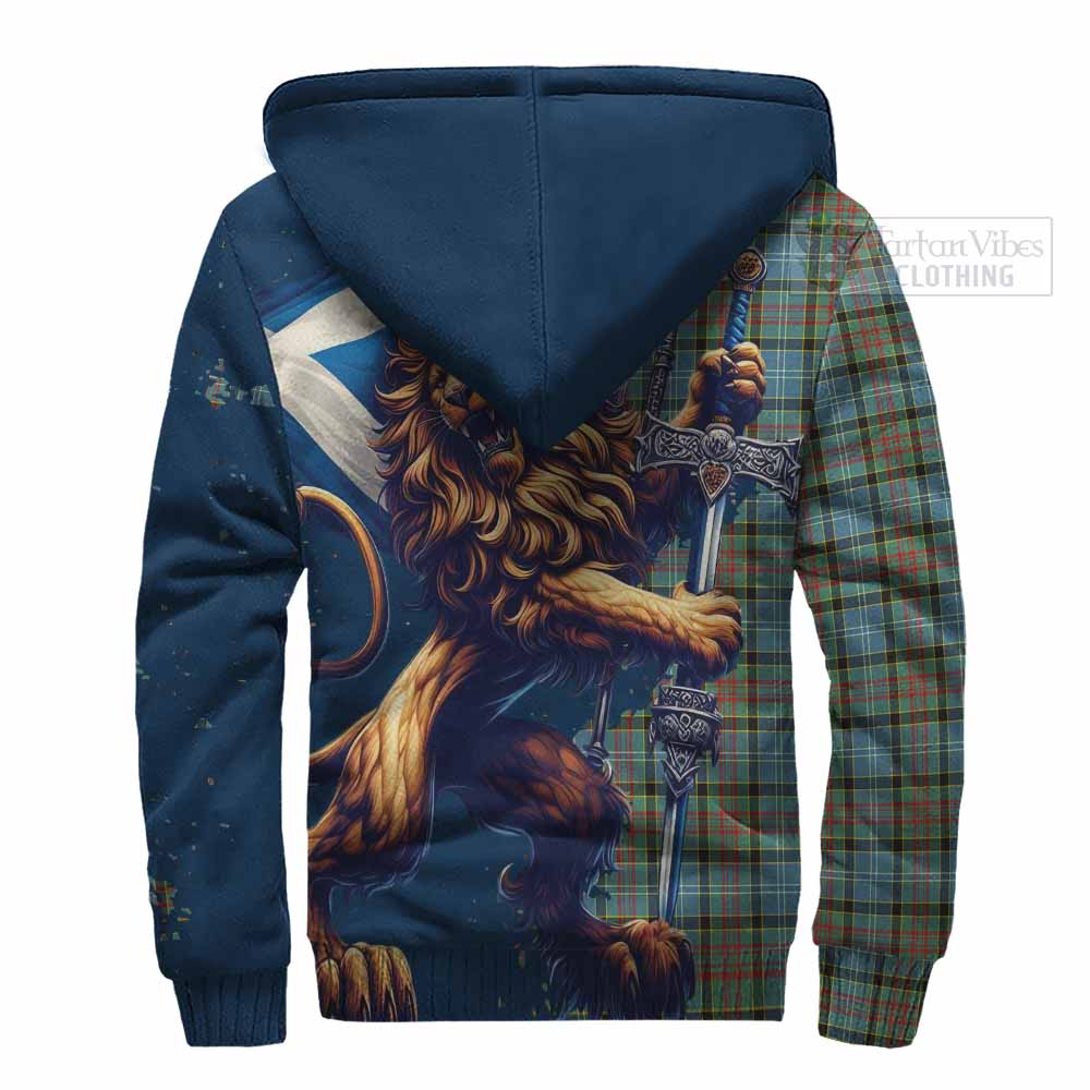 Tartan Vibes Clothing Brisbane Tartan Family Crest Sherpa Hoodie with Scottish Majestic Lion