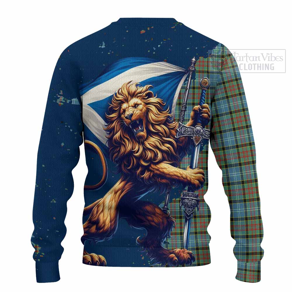 Tartan Vibes Clothing Brisbane Tartan Family Crest Knitted Sweater with Scottish Majestic Lion