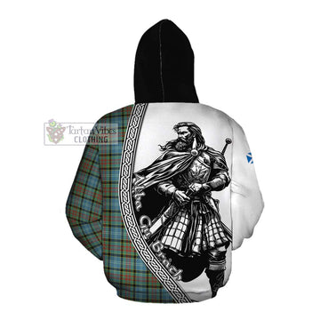 Brisbane Tartan Clan Crest Cotton Hoodie with Highlander Warrior Celtic Style