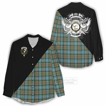 Brisbane Tartan Women's Casual Shirt with Family Crest and Military Logo Style