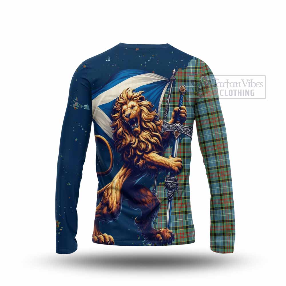 Tartan Vibes Clothing Brisbane Tartan Family Crest Long Sleeve T-Shirt with Scottish Majestic Lion