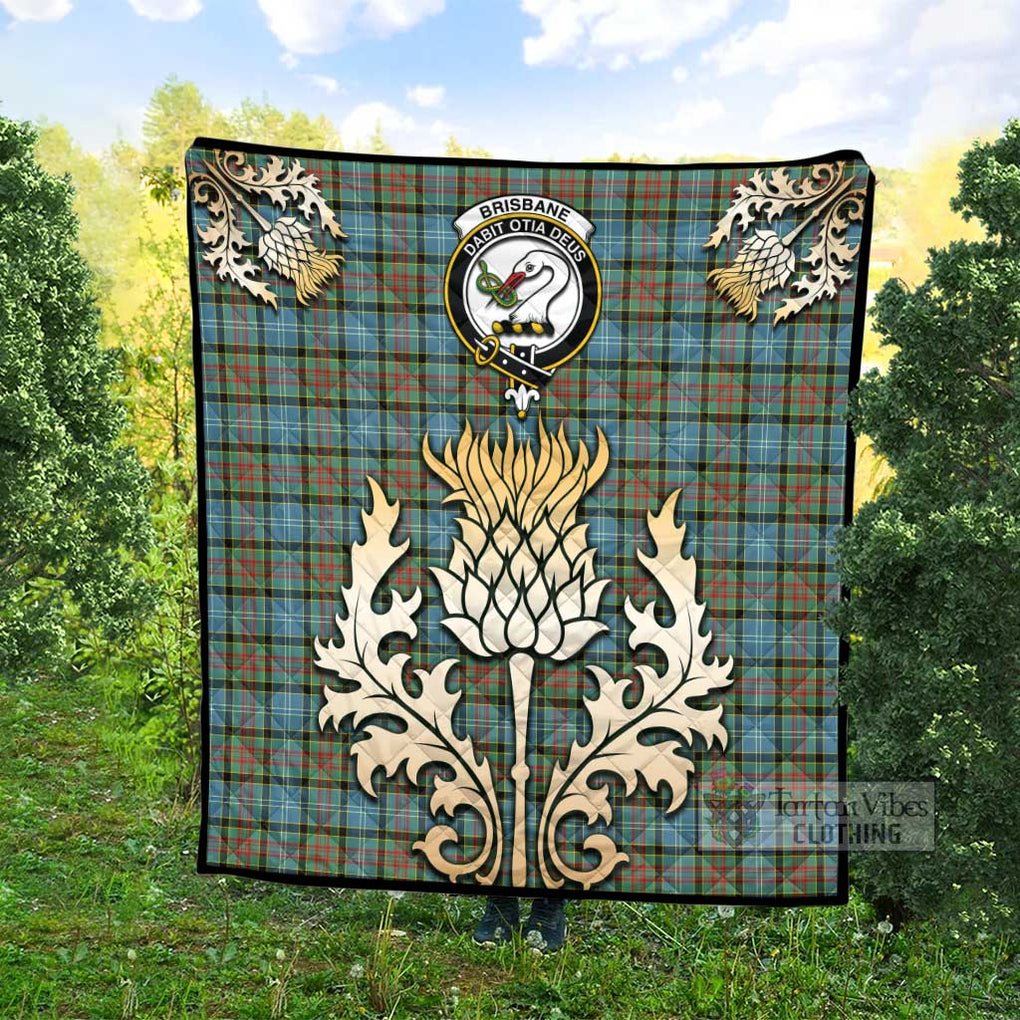 Tartan Vibes Clothing Brisbane Tartan Quilt with Family Crest and Golden Thistle Style