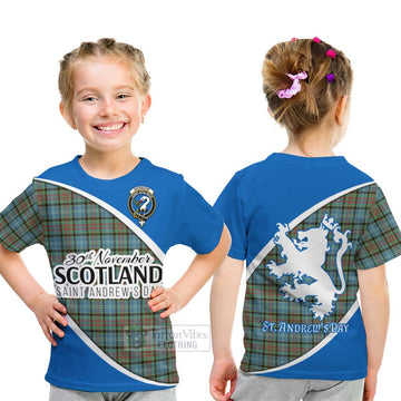 Brisbane Family Crest Tartan Kid T-Shirt Celebrate Saint Andrew's Day in Style