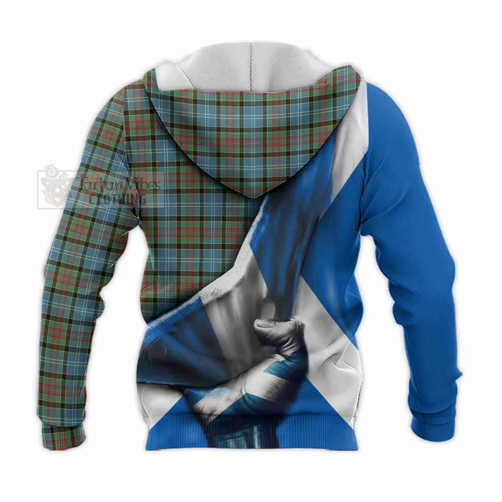 Tartan Vibes Clothing Brisbane Tartan Knitted Hoodie with Family Crest Scotland Patriotic Style