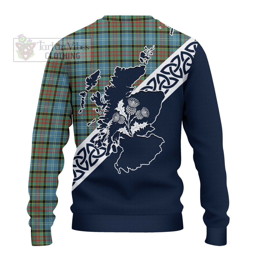 Tartan Vibes Clothing Brisbane Tartan Knitted Sweater Featuring Thistle and Scotland Map