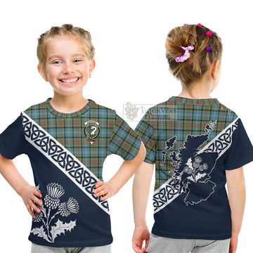 Brisbane Tartan Kid T-Shirt Featuring Thistle and Scotland Map