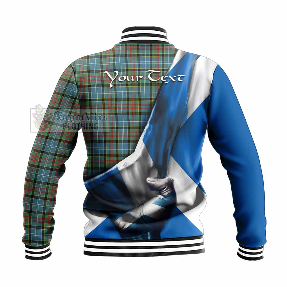 Tartan Vibes Clothing Brisbane Tartan Baseball Jacket with Family Crest Scotland Patriotic Style