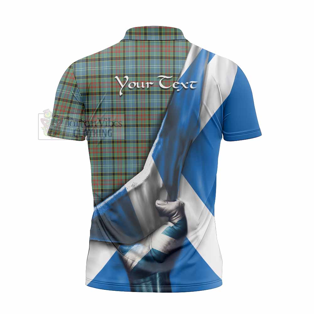 Tartan Vibes Clothing Brisbane Tartan Zipper Polo Shirt with Family Crest Scotland Patriotic Style