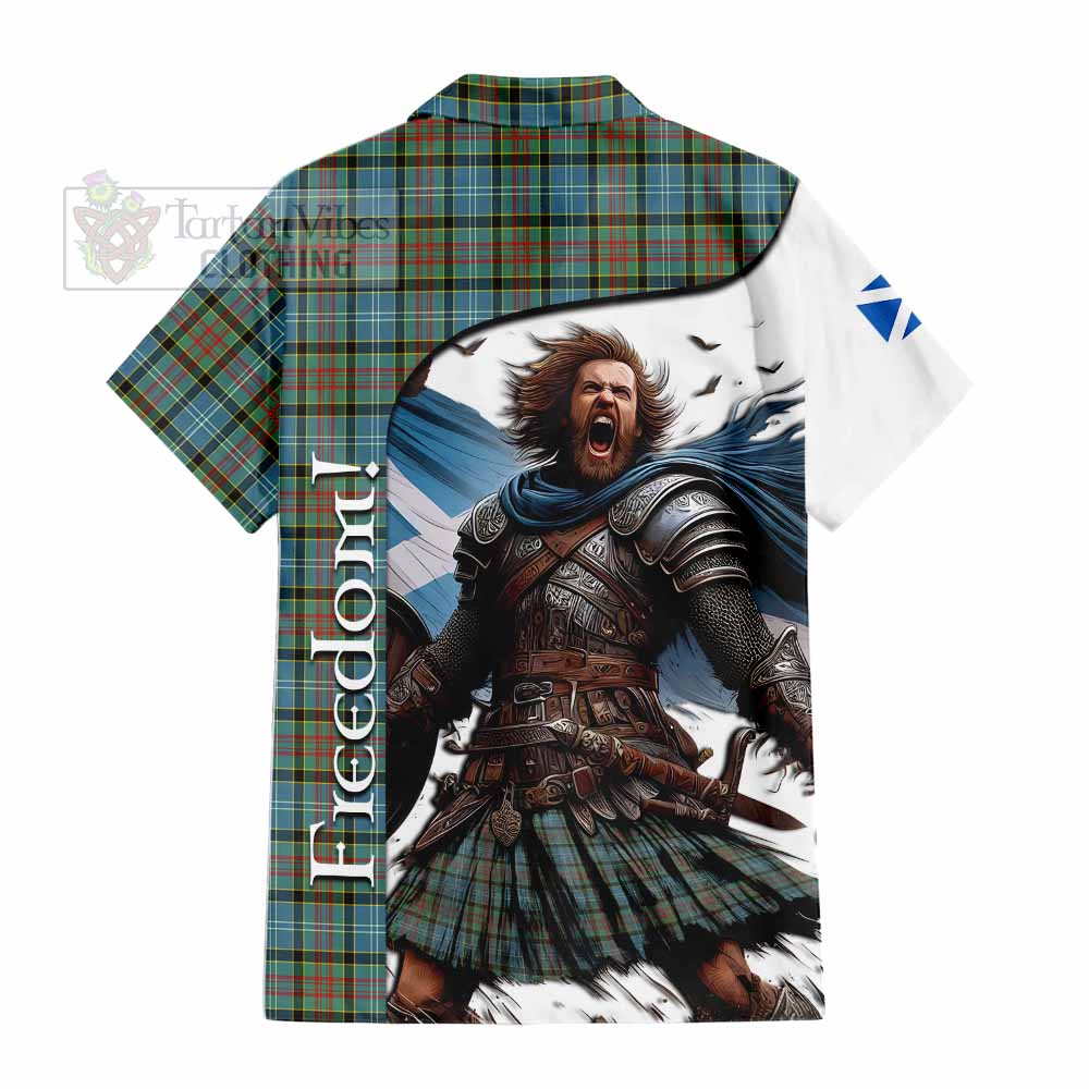 Tartan Vibes Clothing Brisbane Crest Tartan Short Sleeve Button Shirt Inspired by the Freedom of Scottish Warrior