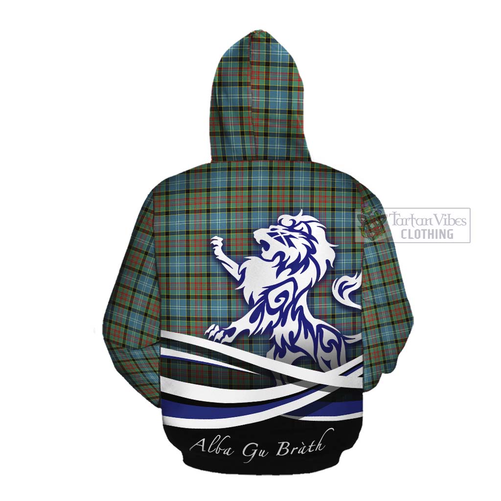 Tartan Vibes Clothing Brisbane Tartan Cotton Hoodie with Alba Gu Brath Regal Lion Emblem