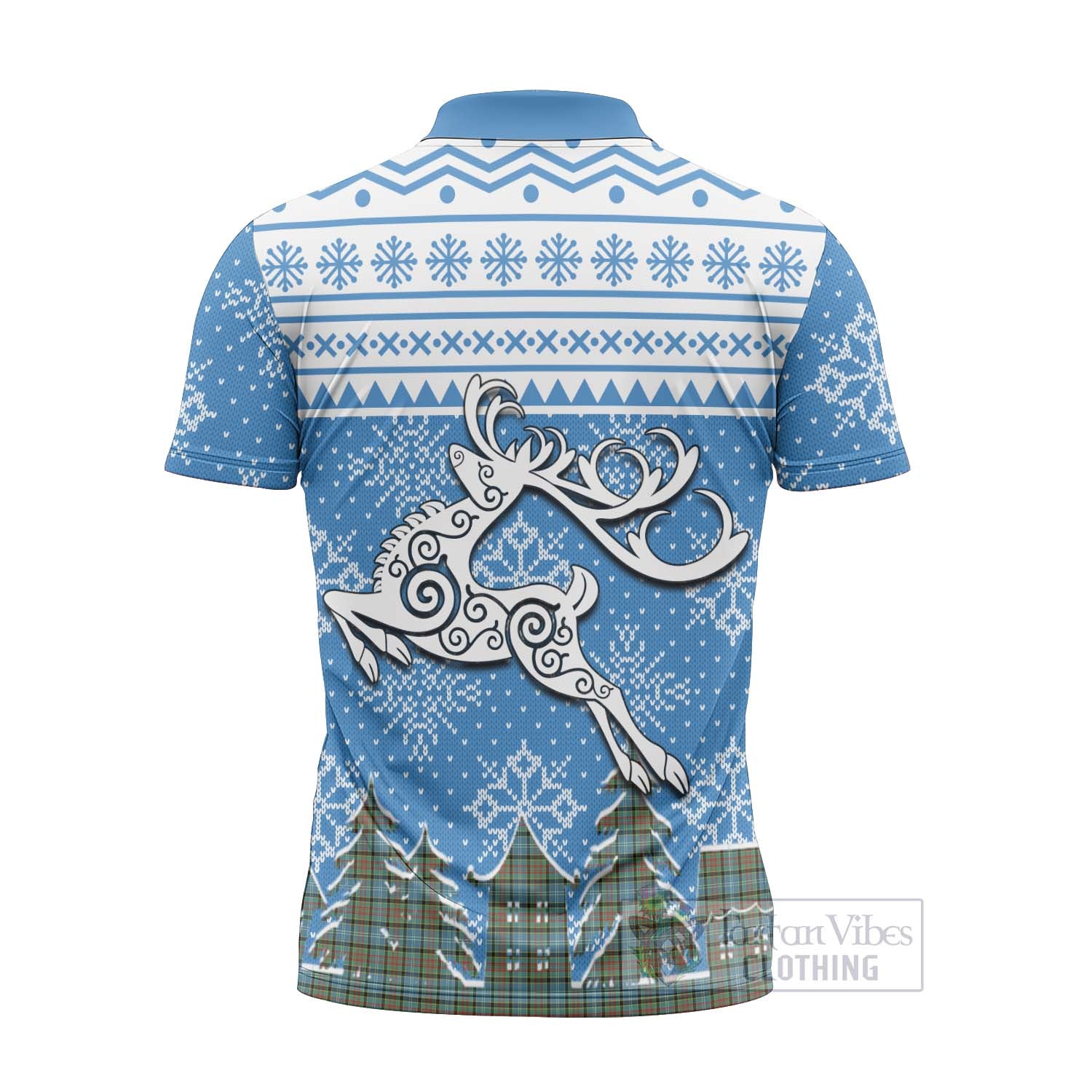 Tartan Vibes Clothing Brisbane Clan Christmas Zipper Polo Shirt Celtic Reindeer Style