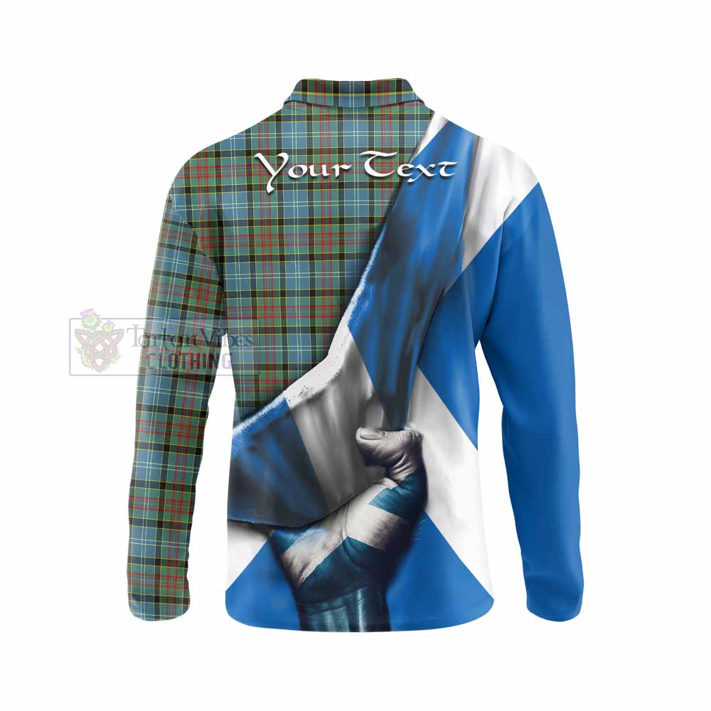 Tartan Vibes Clothing Brisbane Tartan Long Sleeve Polo Shirt with Family Crest Scotland Patriotic Style