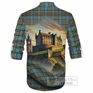 Brisbane Tartan Family Crest Ghillie Kilt Shirt with Scottish Ancient Castle Style - Tartan Vibes Clothing