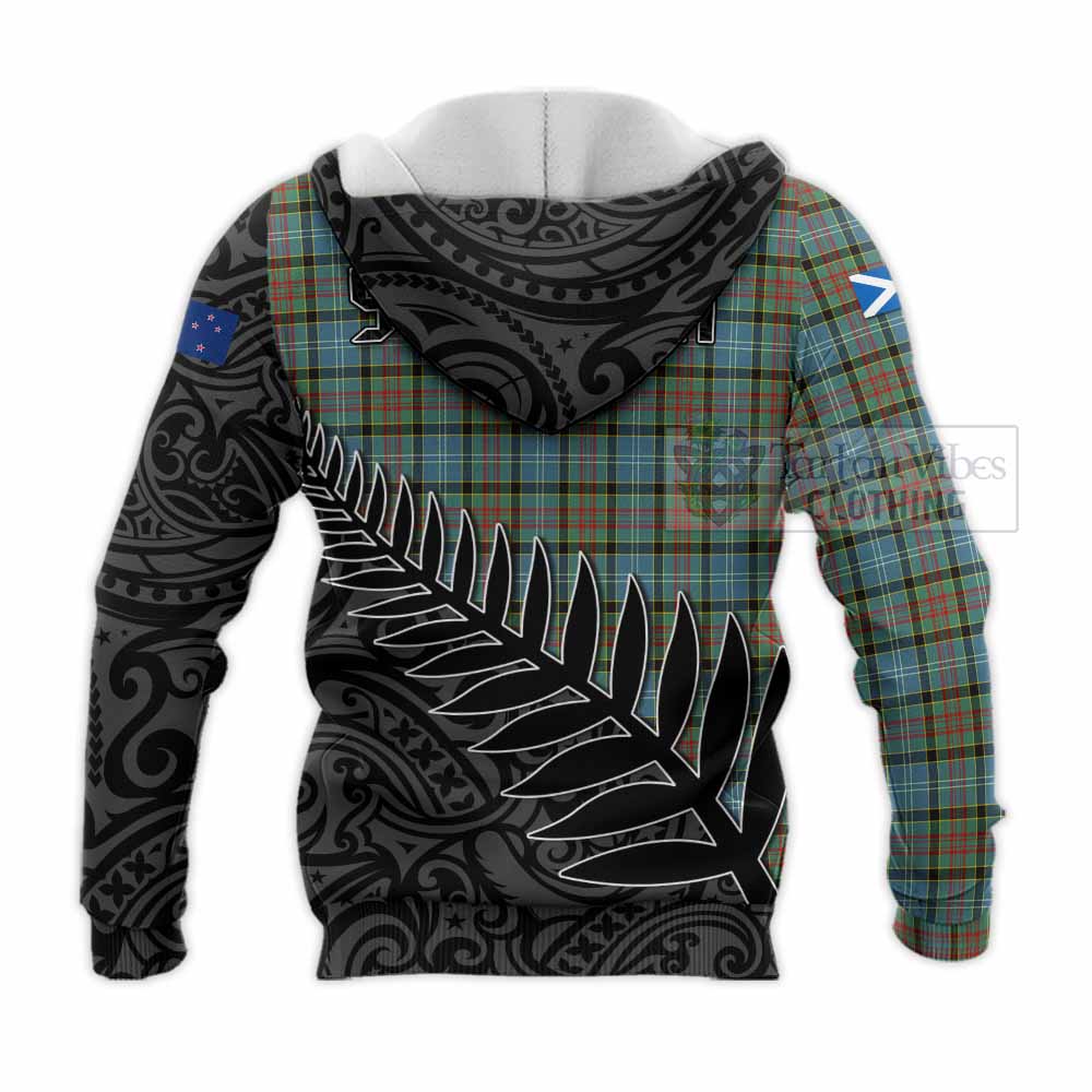 Tartan Vibes Clothing Brisbane Crest Tartan Knitted Hoodie with New Zealand Silver Fern Half Style