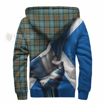 Brisbane Tartan Sherpa Hoodie with Family Crest Scotland Patriotic Style