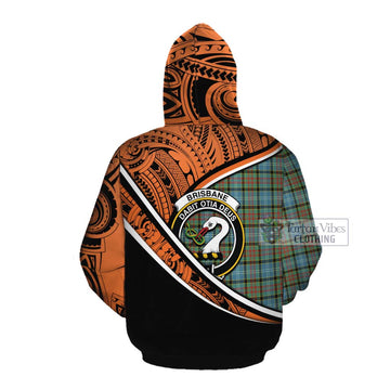 Brisbane Crest Tartan Cotton Hoodie with Polynesian Vibes Style - Orange Version