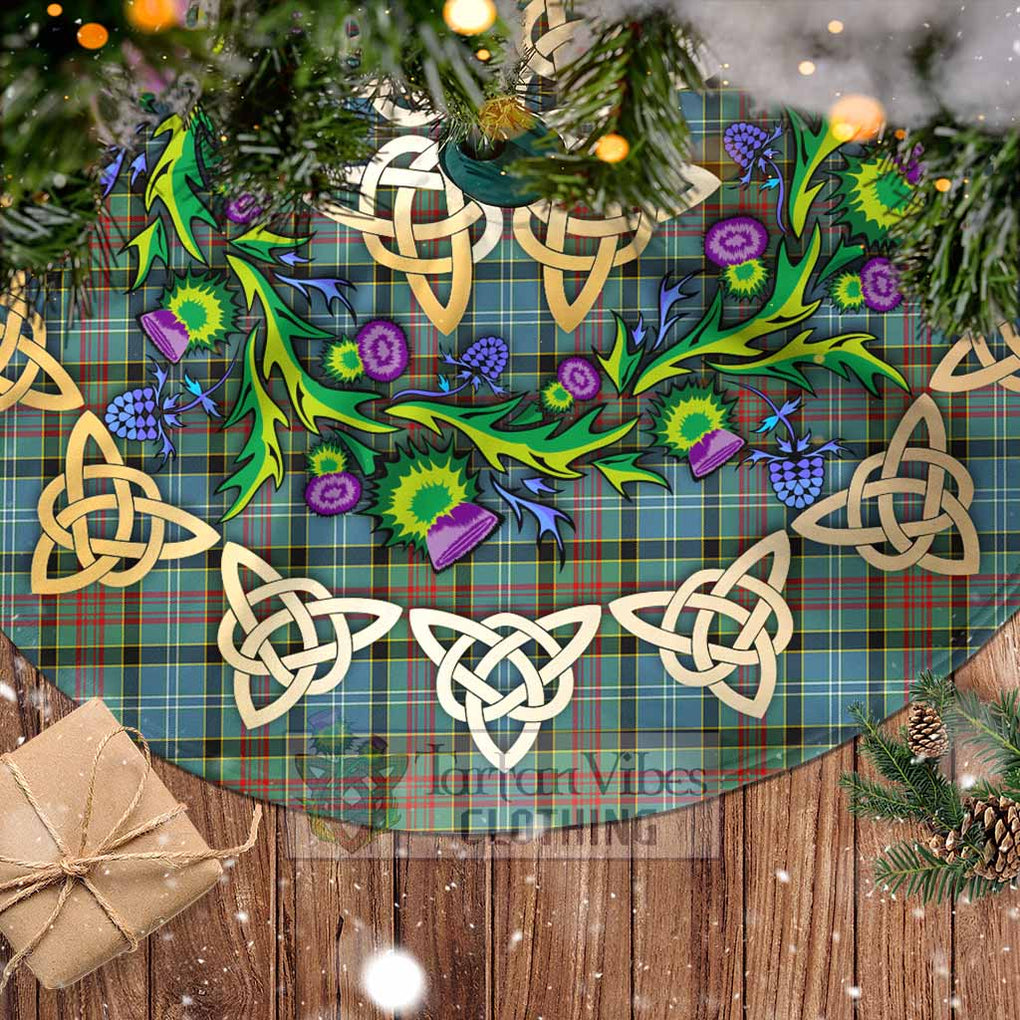 Tartan Vibes Clothing Brisbane Tartan Christmas Tree Skirt with Thistle Celtic Knot Style