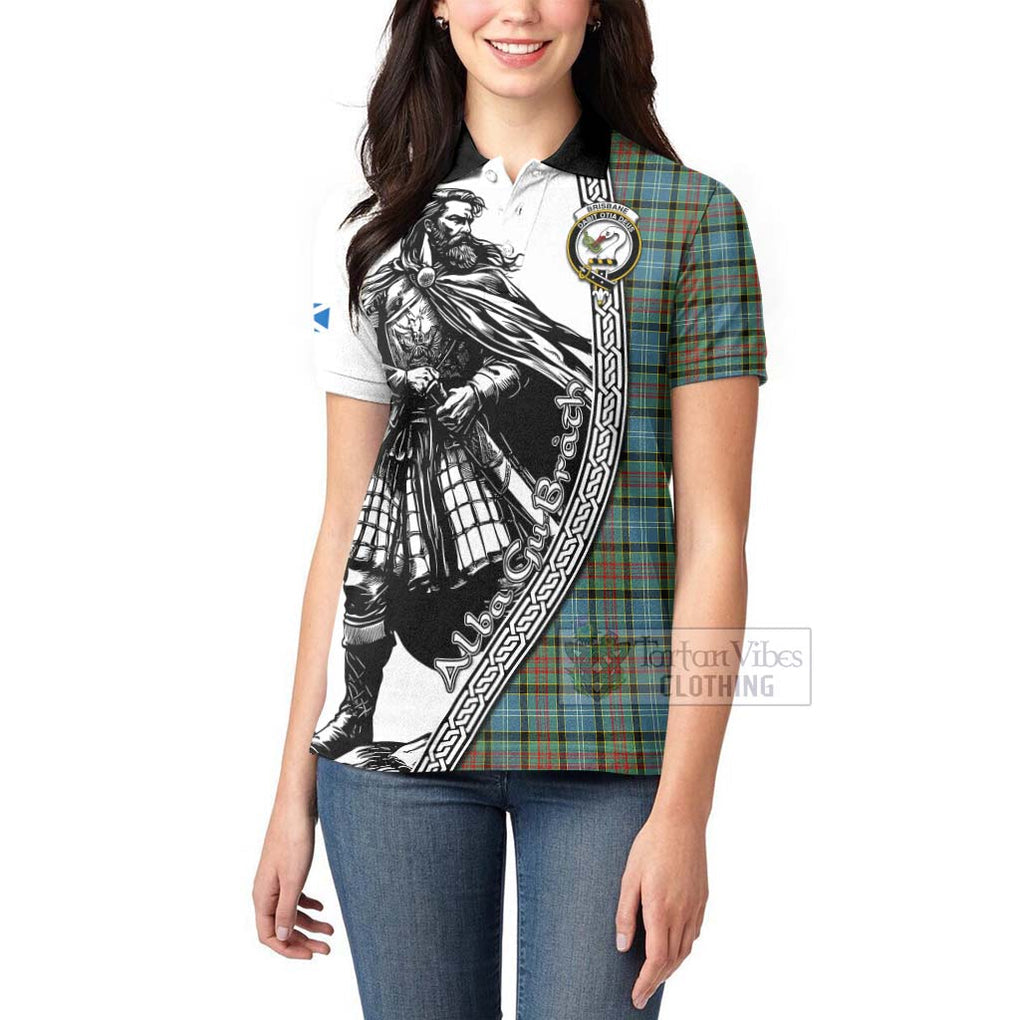 Tartan Vibes Clothing Brisbane Tartan Clan Crest Women's Polo Shirt with Highlander Warrior Celtic Style