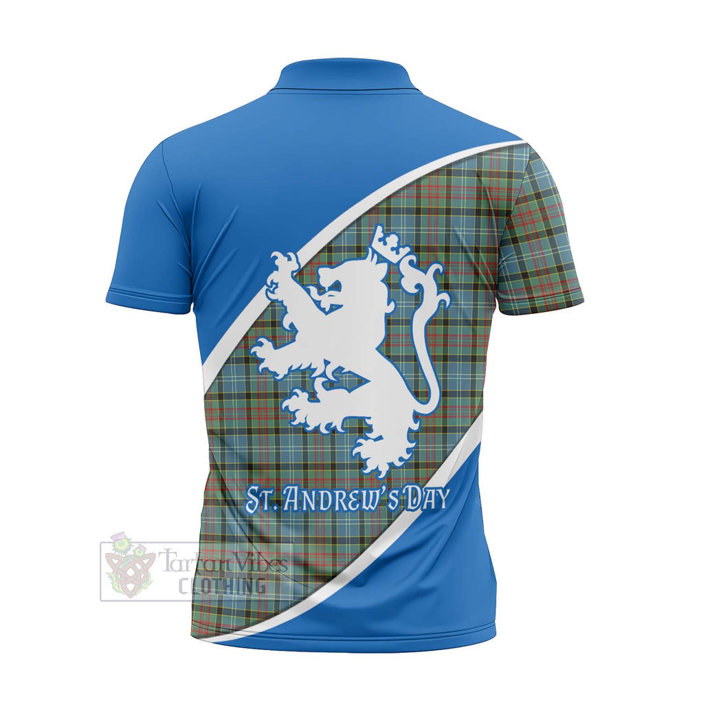 Tartan Vibes Clothing Brisbane Family Crest Tartan Zipper Polo Shirt Celebrate Saint Andrew's Day in Style