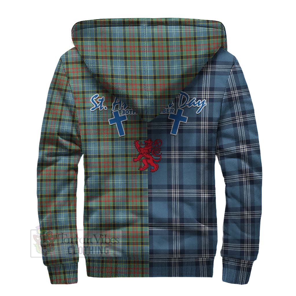 Tartan Vibes Clothing Brisbane Tartan Sherpa Hoodie Happy St. Andrew's Day Half Tartan Style