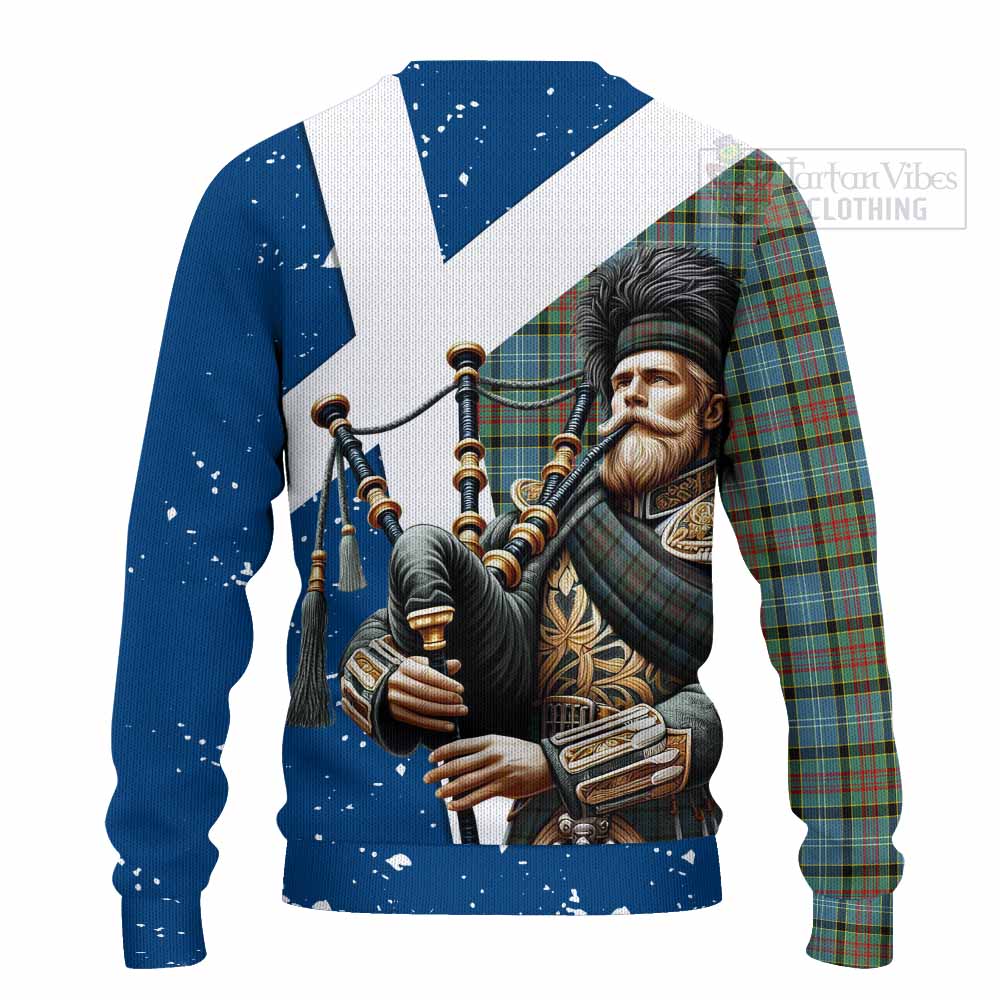 Tartan Vibes Clothing Brisbane Tartan Knitted Sweater with Family Crest Scottish Bagpiper Vibes