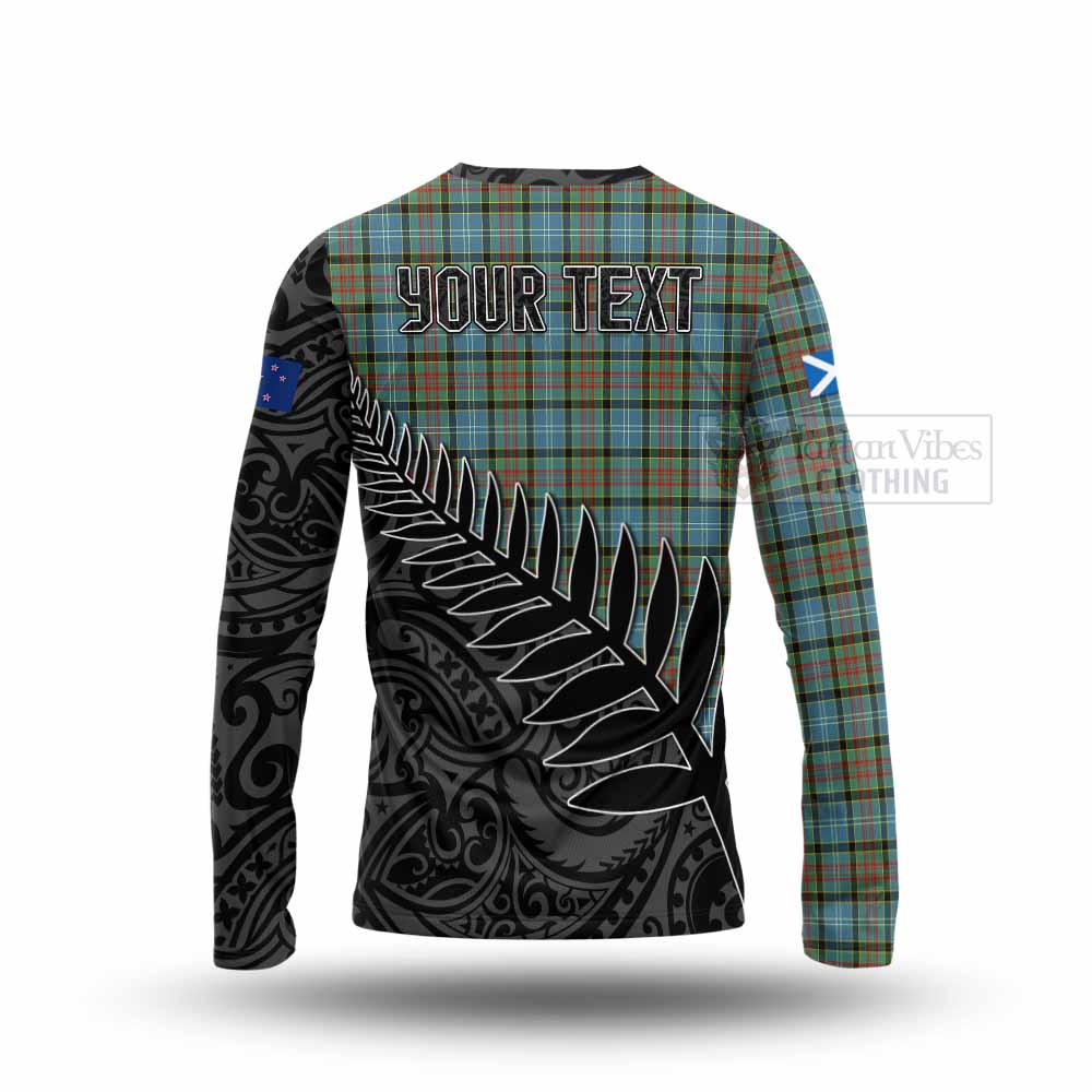 Tartan Vibes Clothing Brisbane Crest Tartan Long Sleeve T-Shirt with New Zealand Silver Fern Half Style