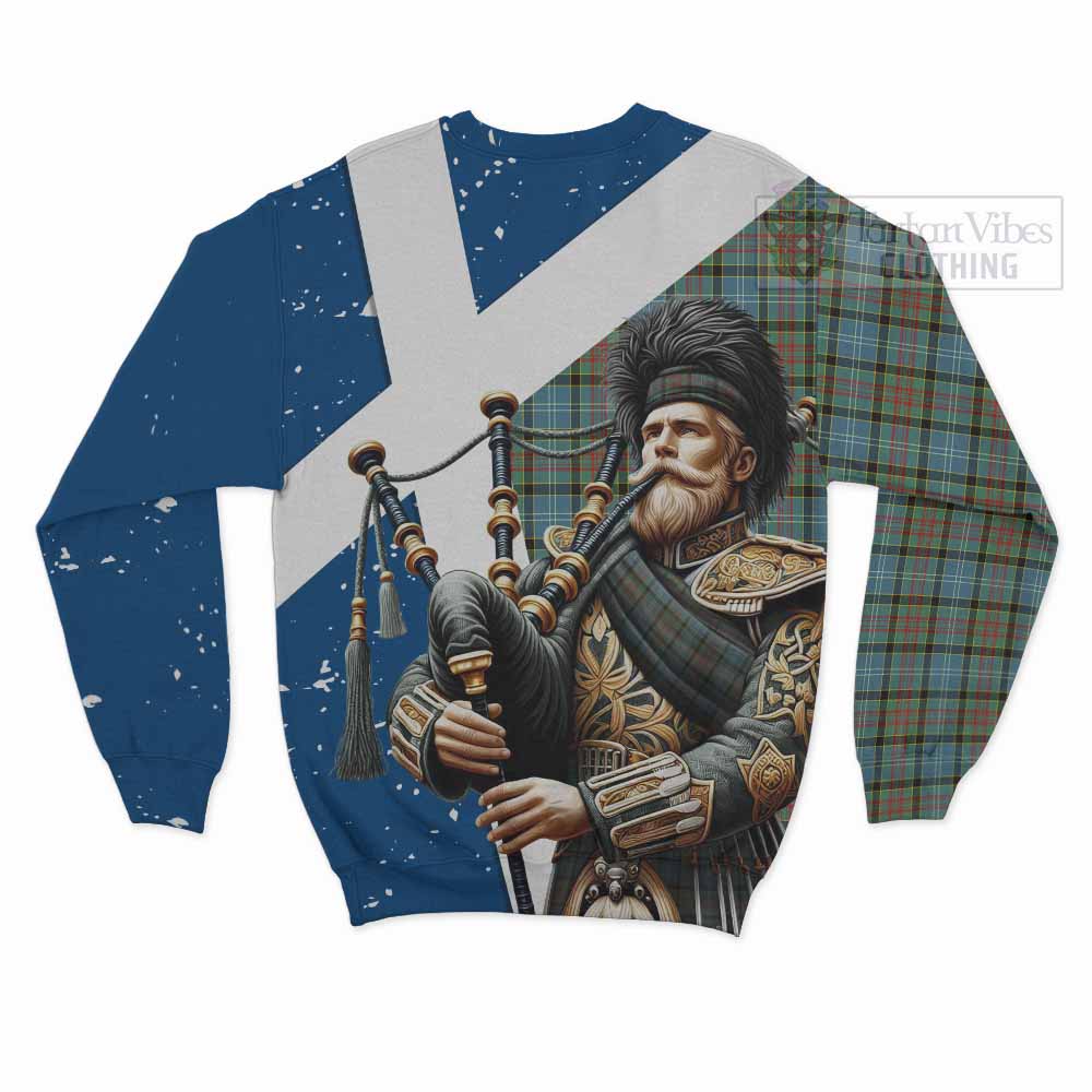 Tartan Vibes Clothing Brisbane Tartan Sweatshirt with Family Crest Scottish Bagpiper Vibes