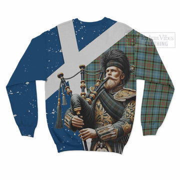 Brisbane Tartan Sweatshirt with Family Crest Scottish Bagpiper Vibes