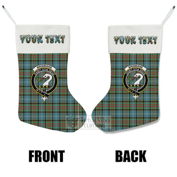 Brisbane Tartan Family Crest Christmas Stocking with Personalized Text