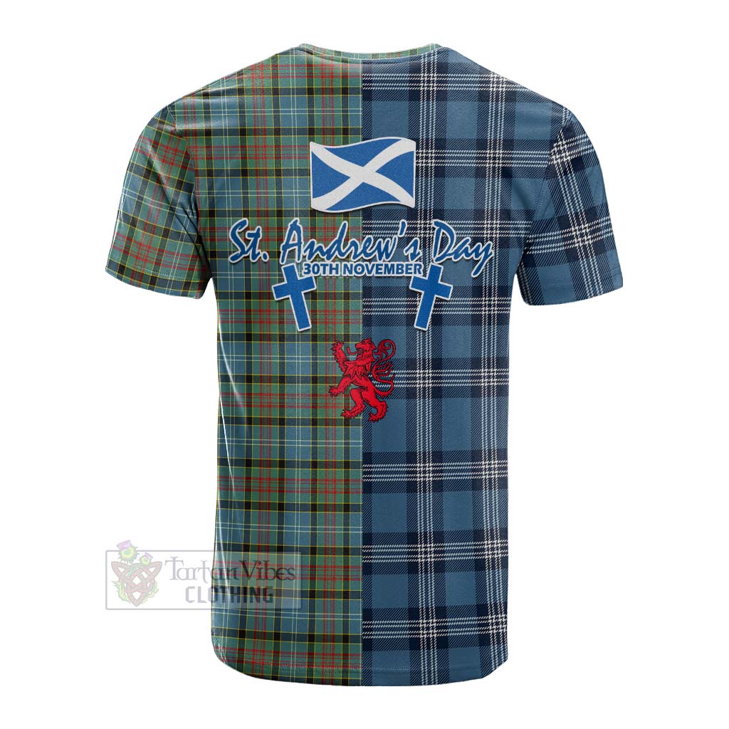 Tartan Vibes Clothing Brisbane Tartan Cotton T-shirt Happy St. Andrew's Day Half Tartan Style