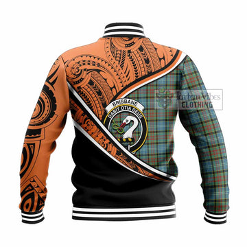 Brisbane Crest Tartan Baseball Jacket with Polynesian Vibes Style - Orange Version