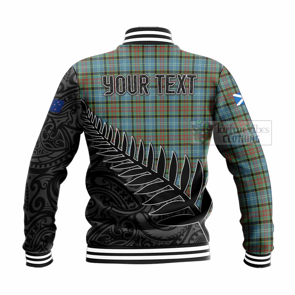 Tartan Vibes Clothing Brisbane Crest Tartan Baseball Jacket with New Zealand Silver Fern Half Style