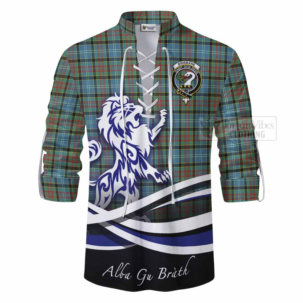 Tartan Vibes Clothing Brisbane Tartan Ghillie Kilt Shirt with Alba Gu Brath Regal Lion Emblem