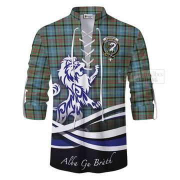 Brisbane Tartan Ghillie Kilt Shirt with Alba Gu Brath Regal Lion Emblem