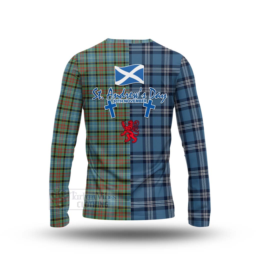 Tartan Vibes Clothing Brisbane Tartan Long Sleeve T-Shirt Happy St. Andrew's Day Half Tartan Style